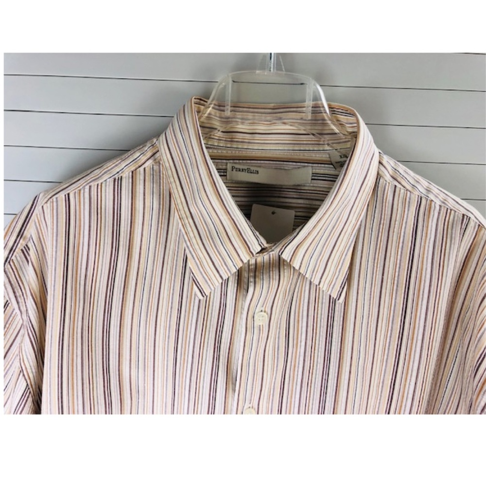 NWT Perry Ellis Striped Seersucker Shirt - Picture 3 of 5